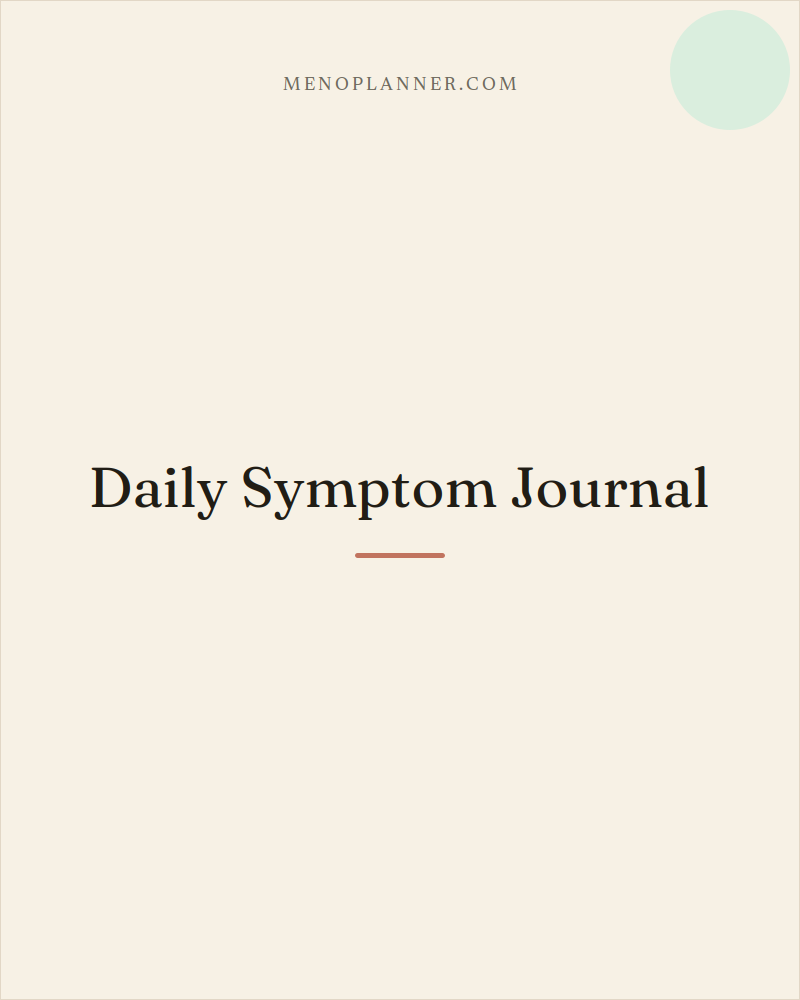 Grid thumbnail cover for the Daily Symptom Journal, with a sage accent circle